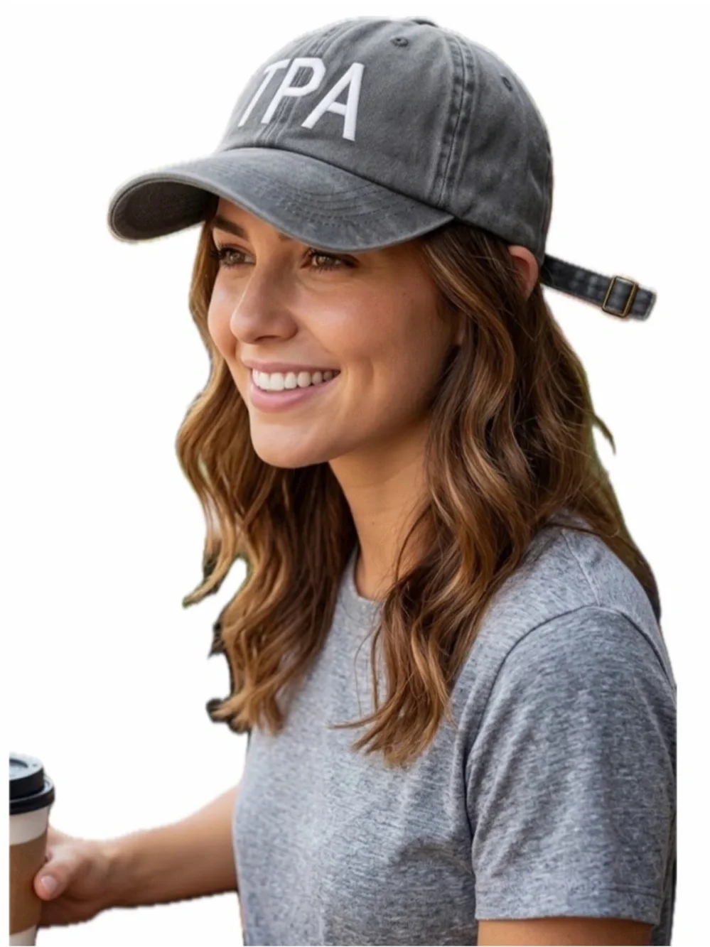UNISEX TPA DISTRESSED EMBROIDERED DENIM ADJUSTABLE BALL CAP NWOT